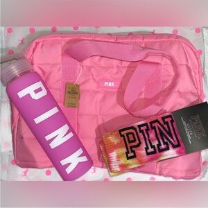 New Victoria’s Secret PINK bag VS PINK bottle PINK socks  bundle pink duffel